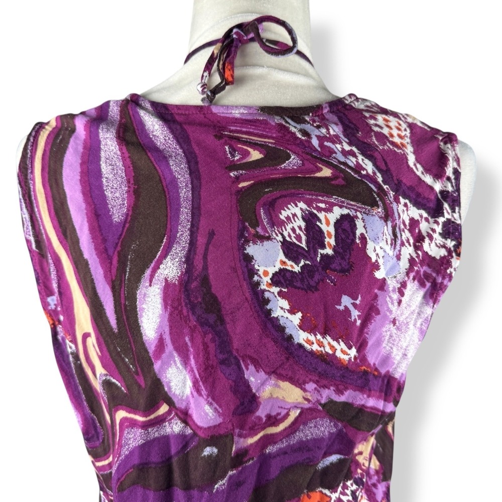 Y2K Purple Abstract Beaded Neck Top Womens Size XL Artsy Indie Boho Made In USA - Picture 8 of 9
